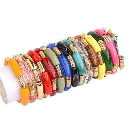 Simple Style Classic Style Round Arylic Metal Wholesale Bracelets