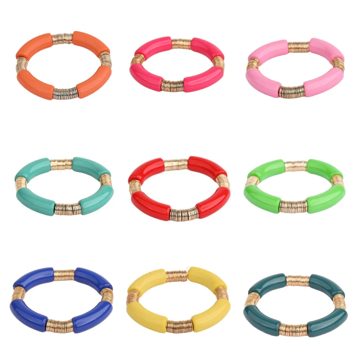 Simple Style Classic Style Round Arylic Metal Wholesale Bracelets