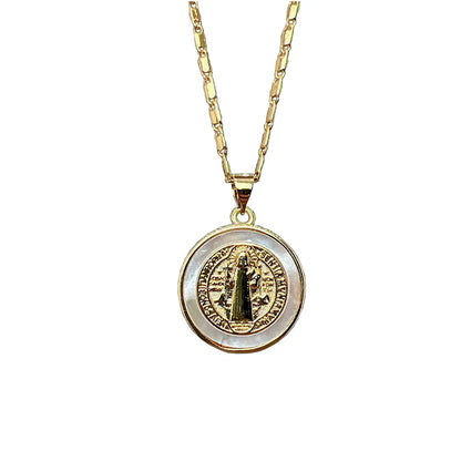 Simple Style Classic Style Round Copper Plating Gold Plated Pendant Necklace