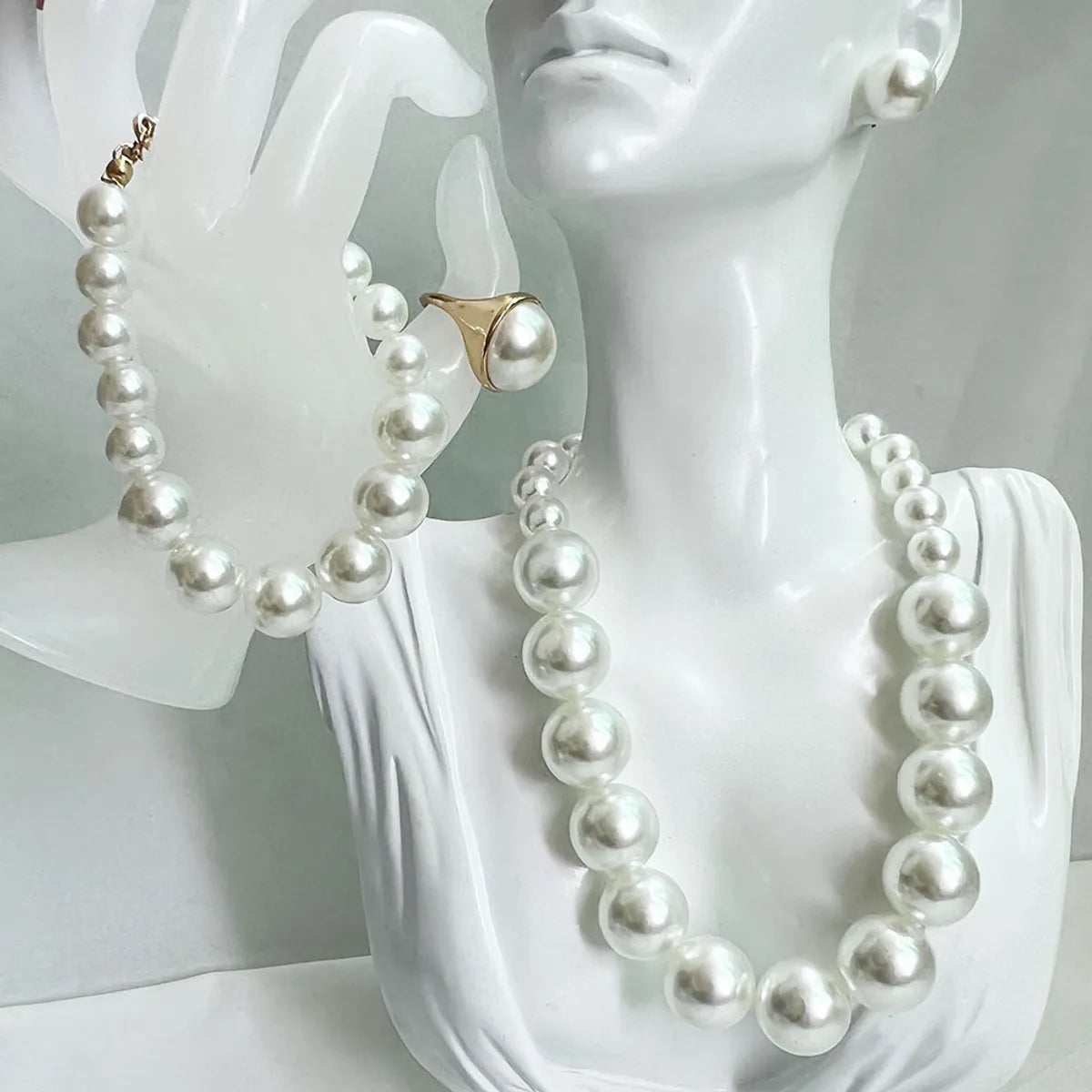 Simple Style Classic Style Round Imitation Pearl Alloy Beaded Women'S Jewelry Set