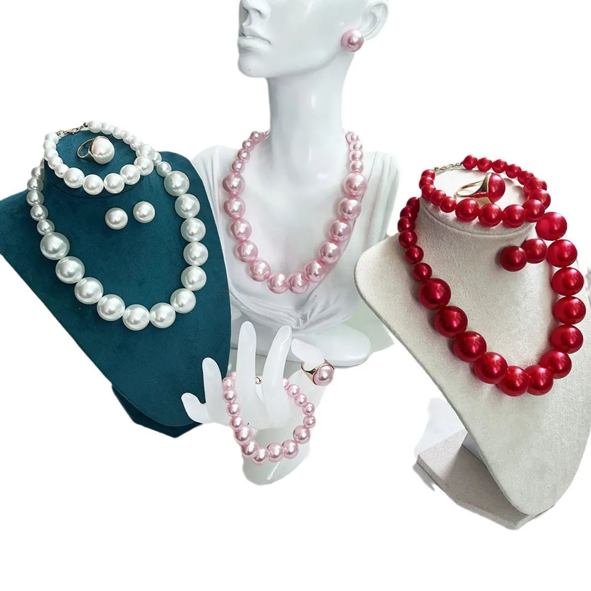 Simple Style Classic Style Round Imitation Pearl Alloy Beaded Women'S Jewelry Set