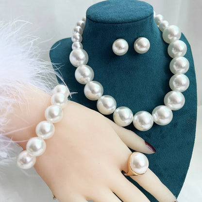 Simple Style Classic Style Round Imitation Pearl Alloy Beaded Women'S Jewelry Set