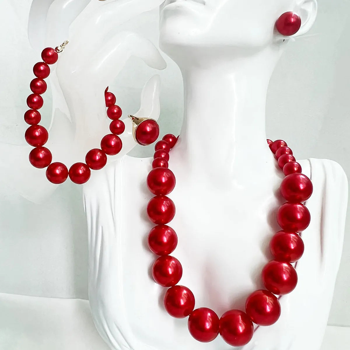 Simple Style Classic Style Round Imitation Pearl Alloy Beaded Women'S Jewelry Set