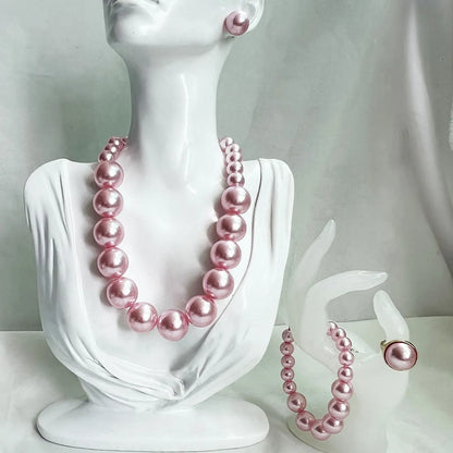 Simple Style Classic Style Round Imitation Pearl Alloy Beaded Women'S Jewelry Set