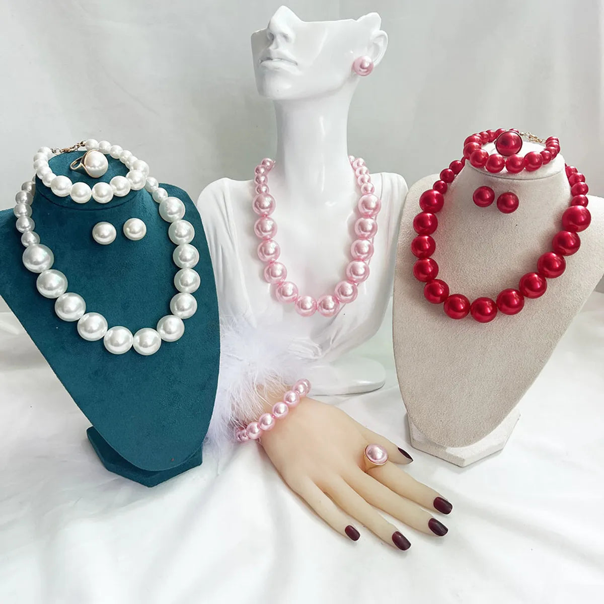 Simple Style Classic Style Round Imitation Pearl Alloy Beaded Women'S Jewelry Set