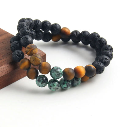 Simple Style Classic Style Round Natural Stone Beaded Handmade Men'S Bracelets