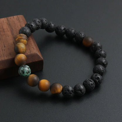 Simple Style Classic Style Round Natural Stone Beaded Handmade Men'S Bracelets