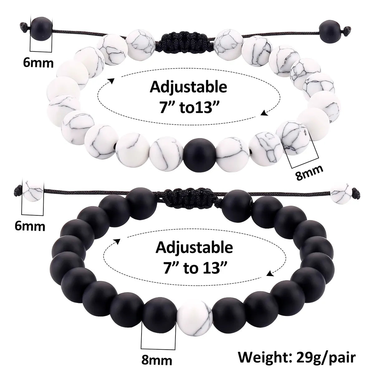 Simple Style Classic Style Round Natural Stone Braided Rope Bracelets In Bulk