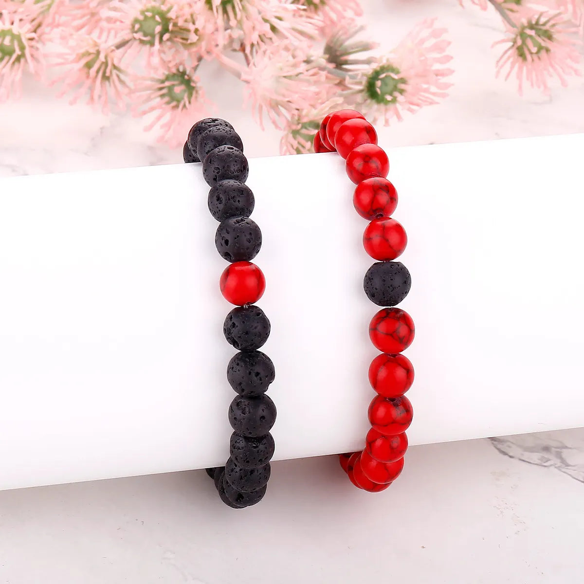 Simple Style Classic Style Round Natural Stone Braided Rope Bracelets In Bulk