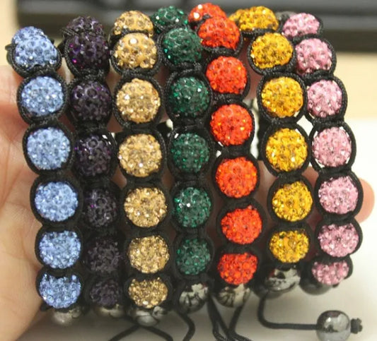 Simple Style Classic Style Round Rhinestones Rope Soft Clay Wholesale Drawstring Bracelets