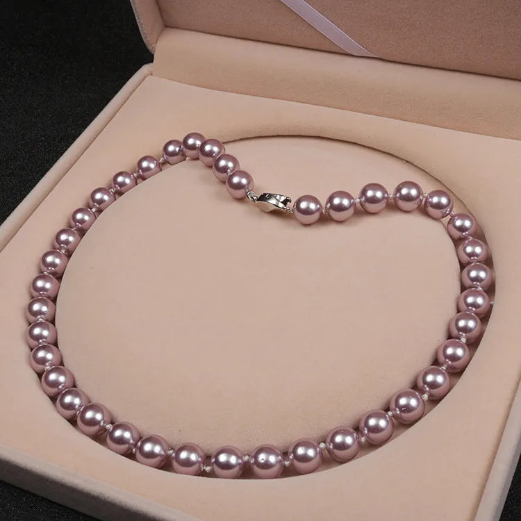 Simple Style Classic Style Round Shell Pearls Beaded Women'S Necklace