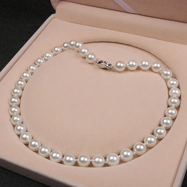 Simple Style Classic Style Round Shell Pearls Beaded Women'S Necklace