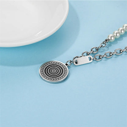 Simple Style Classic Style Round Stainless Steel Imitation Pearl Polishing Plating Unisex Pendant Necklace