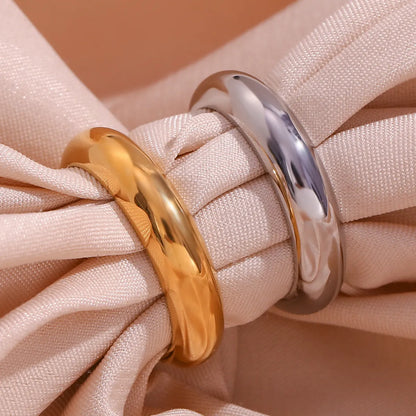 Wholesale Jewelry Simple Style Classic Style Round 304 Stainless Steel 18K Gold Plated Plating Rings