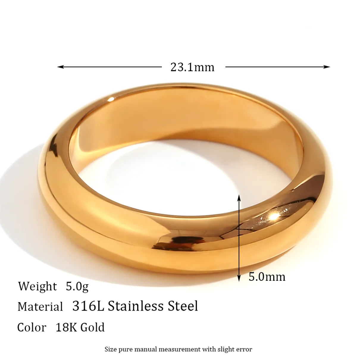 Wholesale Jewelry Simple Style Classic Style Round 304 Stainless Steel 18K Gold Plated Plating Rings