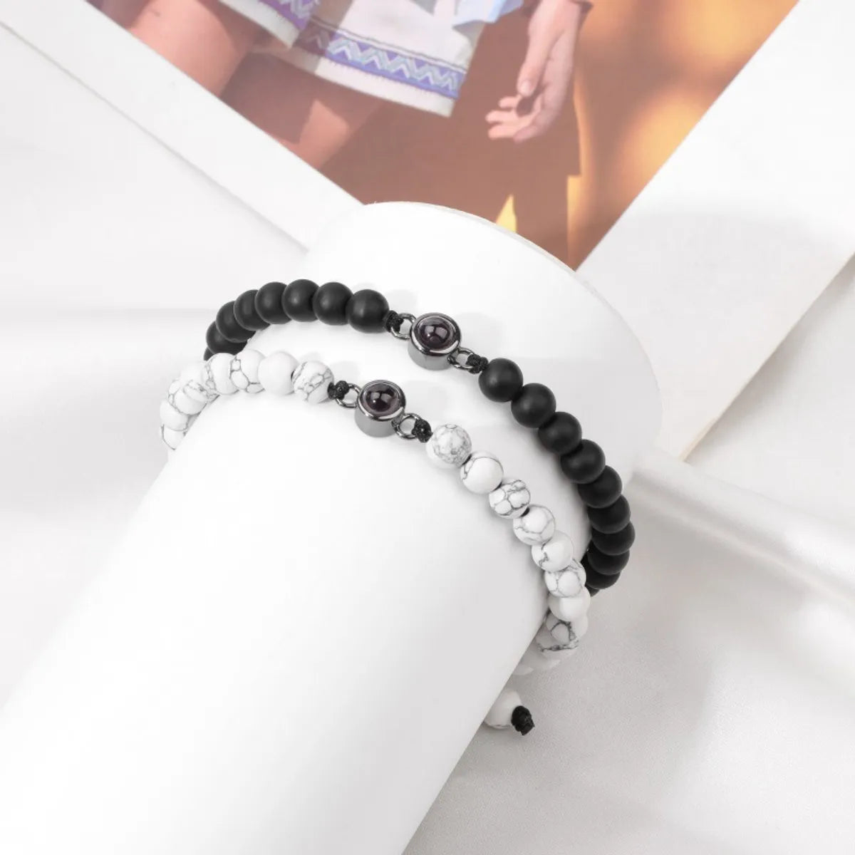 Simple Style Classic Style Round Stone Beaded Men'S Bracelets