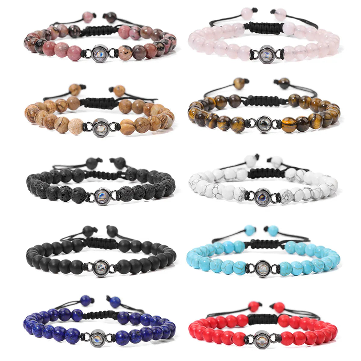 Simple Style Classic Style Round Stone Beaded Men'S Bracelets