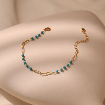 Simple Style Classic Style Round Turquoise Copper Plating 18k Gold Plated Bracelets