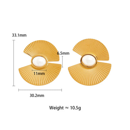 Simple Style Classic Style Sector Stainless Steel Plating Gold Plated Rings Earrings Necklace