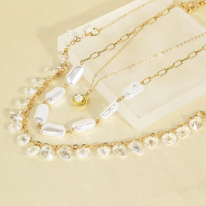 Simple Style Classic Style Shell Alloy Plating Gold Plated Women's Layered Necklaces