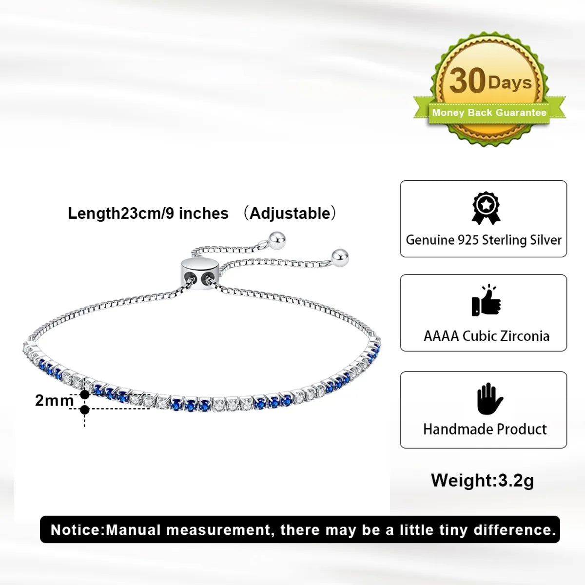 Simple Style Classic Style Shiny Round Sterling Silver Plating Inlay Zircon White Gold Plated Bracelets