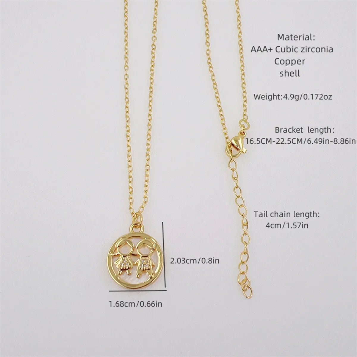 Simple Style Classic Style Solid Color 18K Gold Plated Copper Zircon Shell Copper Wholesale Pendant Necklace