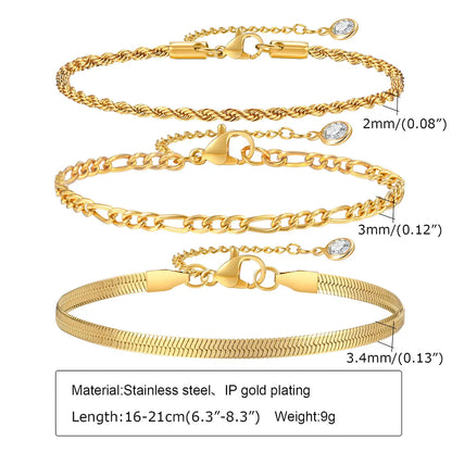 Simple Style Classic Style Solid Color 201 Stainless Steel Zircon 18K Gold Plated Men'S Bracelets