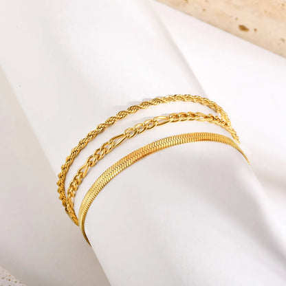 Simple Style Classic Style Solid Color 201 Stainless Steel Zircon 18K Gold Plated Men'S Bracelets