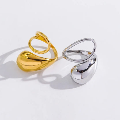 Simple Style Classic Style Solid Color 304 Stainless Steel 14K Gold Plated Open Rings In Bulk