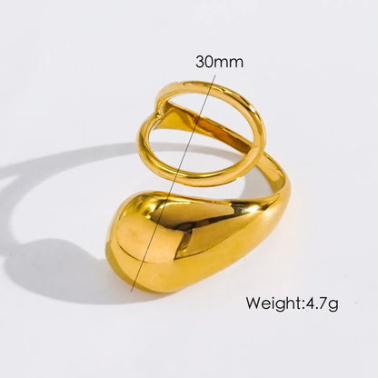 Simple Style Classic Style Solid Color 304 Stainless Steel 14K Gold Plated Open Rings In Bulk