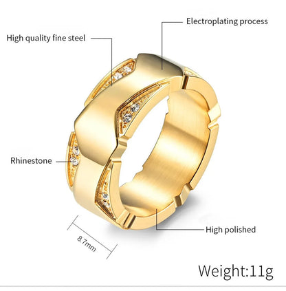 Simple Style Classic Style Solid Color 304 Stainless Steel Plating Inlay Rhinestones 18K Gold Plated Women'S Rings