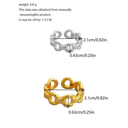 Simple Style Classic Style Solid Color Alloy Hollow Out Gold Plated Silver Plated Unisex Rings