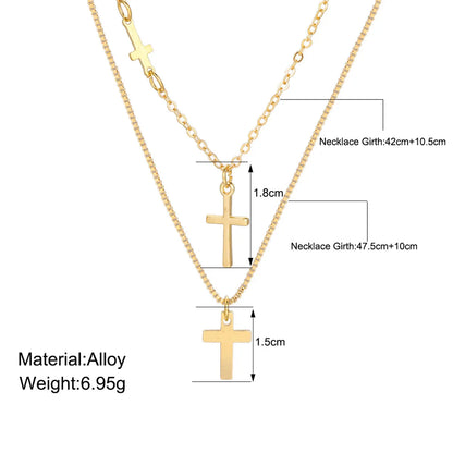 Simple Style Classic Style Solid Color Alloy Plating Gold Plated Women'S Layered Necklaces