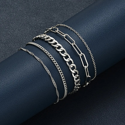 Simple Style Classic Style Solid Color Alloy Plating Men'S Bracelets