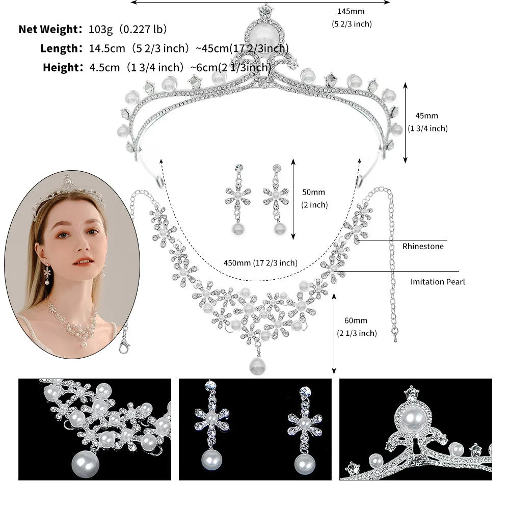 Simple Style Classic Style Solid Color Alloy Rhinestone Inlay Rhinestones Pearl Women'S Jewelry Set