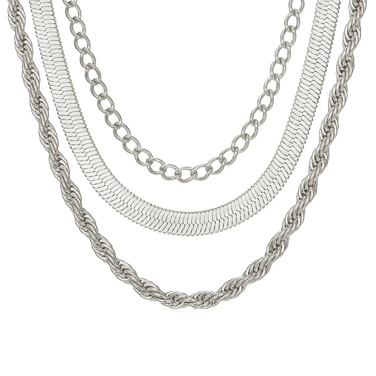 Simple Style Classic Style Solid Color Alloy Wholesale Layered Necklaces