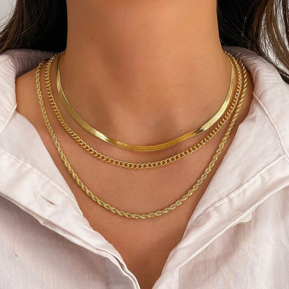 Simple Style Classic Style Solid Color Alloy Wholesale Layered Necklaces