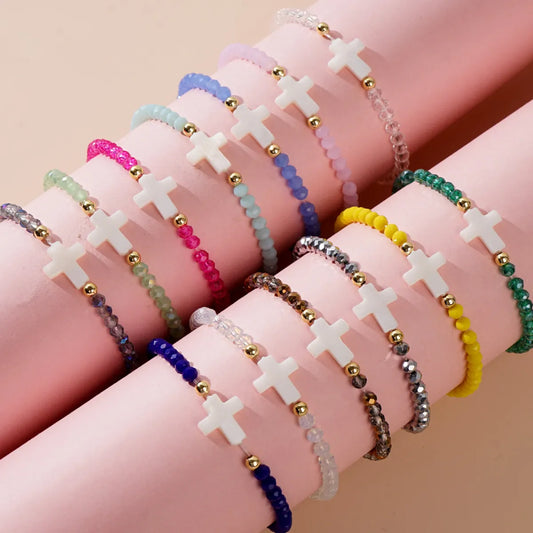 Simple Style Classic Style Solid Color Artificial Crystal Beaded Women'S Bracelets