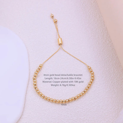 Simple Style Classic Style Solid Color Copper 18k Gold Plated Drawstring Bracelets In Bulk