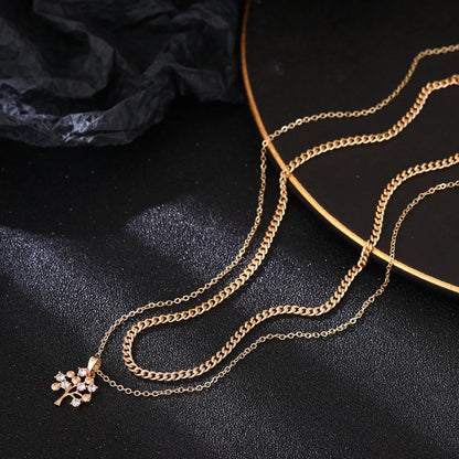 Simple Style Classic Style Solid Color Copper Inlay Zircon Layered Necklaces