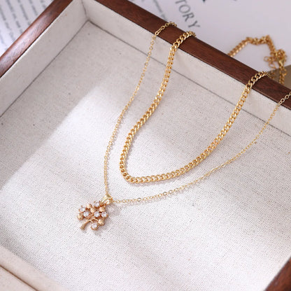 Simple Style Classic Style Solid Color Copper Inlay Zircon Layered Necklaces