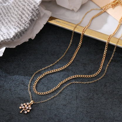 Simple Style Classic Style Solid Color Copper Inlay Zircon Layered Necklaces