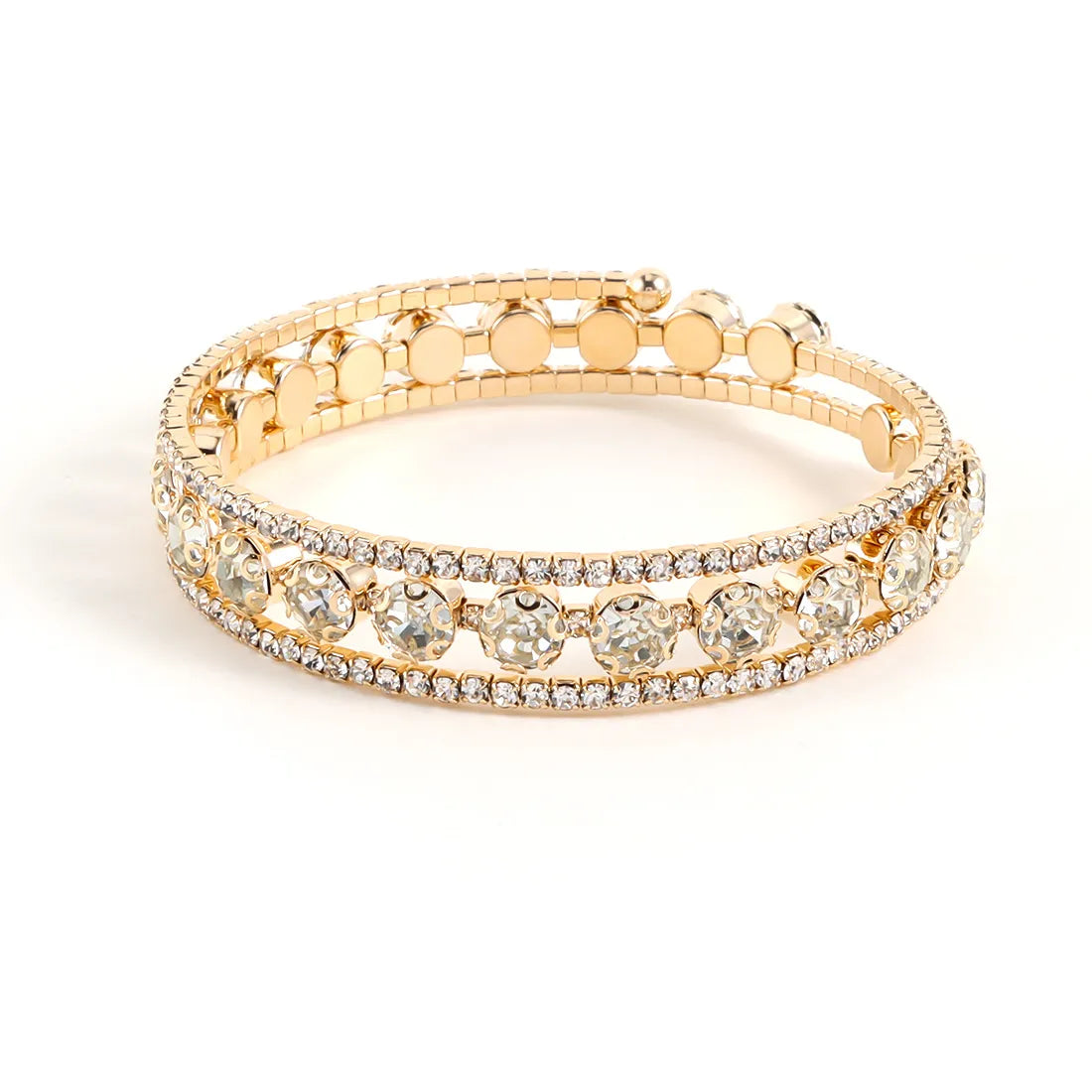 Simple Style Classic Style Solid Color Gold Plated Rhinestones Iron Wholesale Bangle