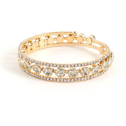 Simple Style Classic Style Solid Color Gold Plated Rhinestones Iron Wholesale Bangle