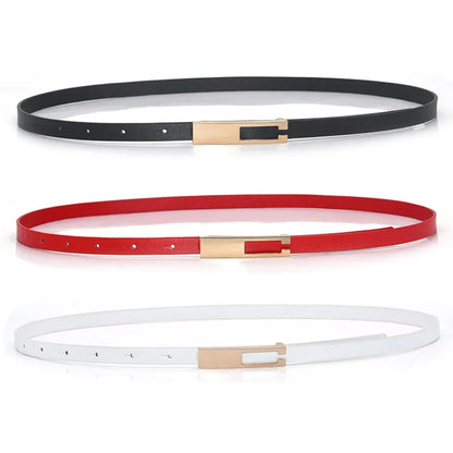 Simple Style Classic Style Solid Color Imitation Leather Alloy Women'S Leather Belts