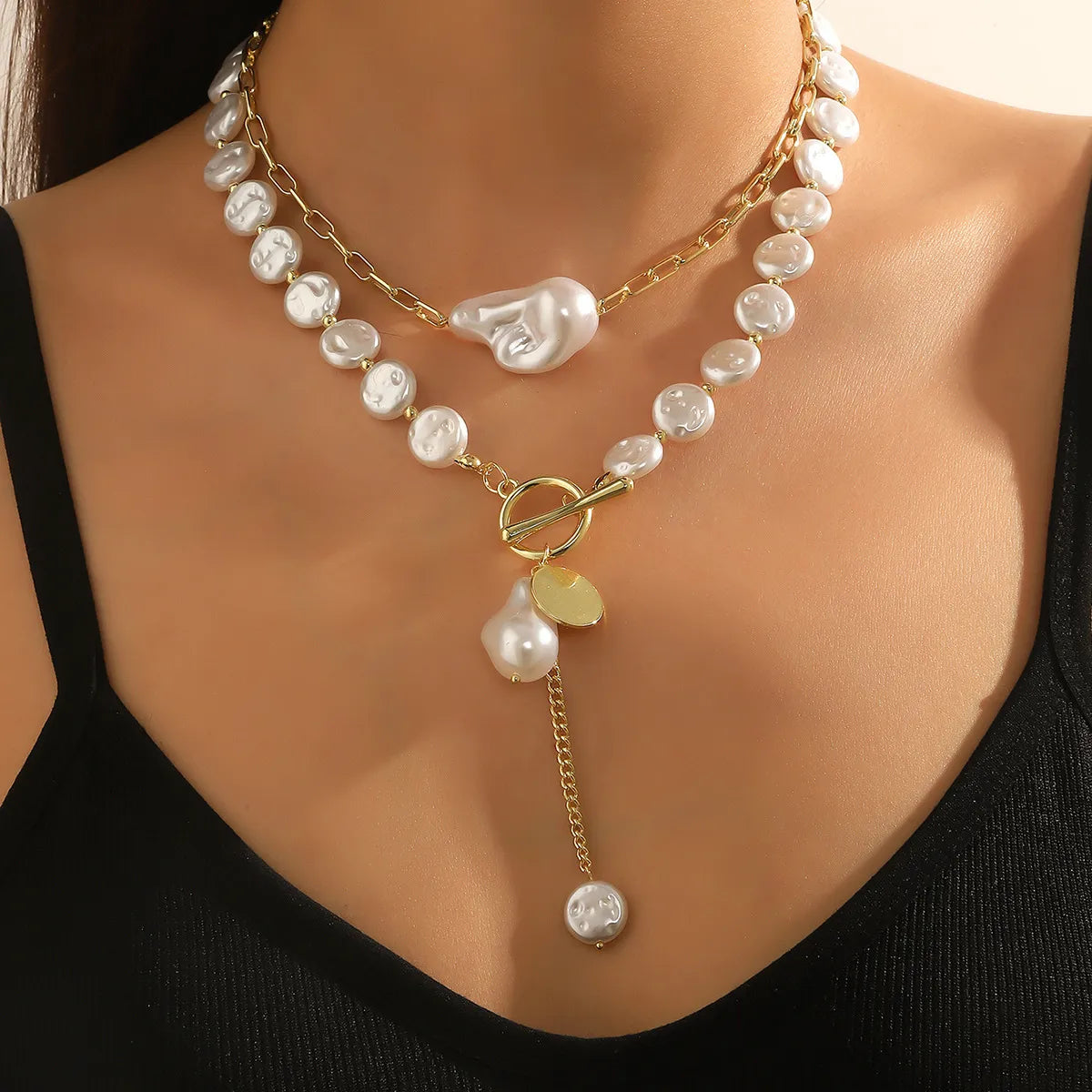 Simple Style Classic Style Solid Color Imitation Pearl Alloy Wholesale Necklace