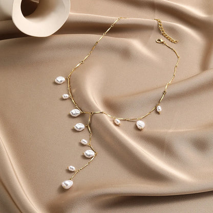 Simple Style Classic Style Solid Color Imitation Pearl Alloy Wholesale Necklace