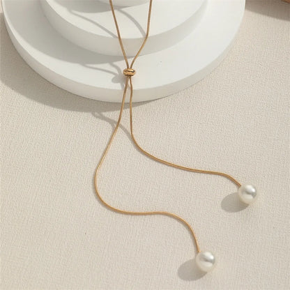 Simple Style Classic Style Solid Color Imitation Pearl Alloy Wholesale Pendant Necklace