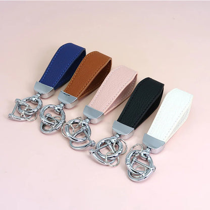 Simple Style Classic Style Solid Color Pu Leather Alloy Unisex Bag Pendant Keychain