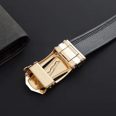 Simple Style Classic Style Solid Color Pu Leather Iron Men'S Leather Belts